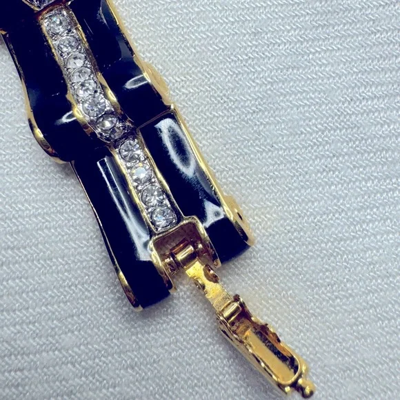 Swarovski π€©HOST PICK π€©gold bracelet with black enamel and crystal accents USED - Picture 5 of 11